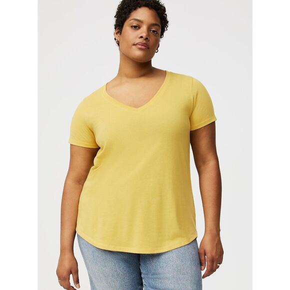Torrid Plus Size 3X Girlfriend Signature Jersey V-Neck Tee Top Yellow - Picture 1 of 6